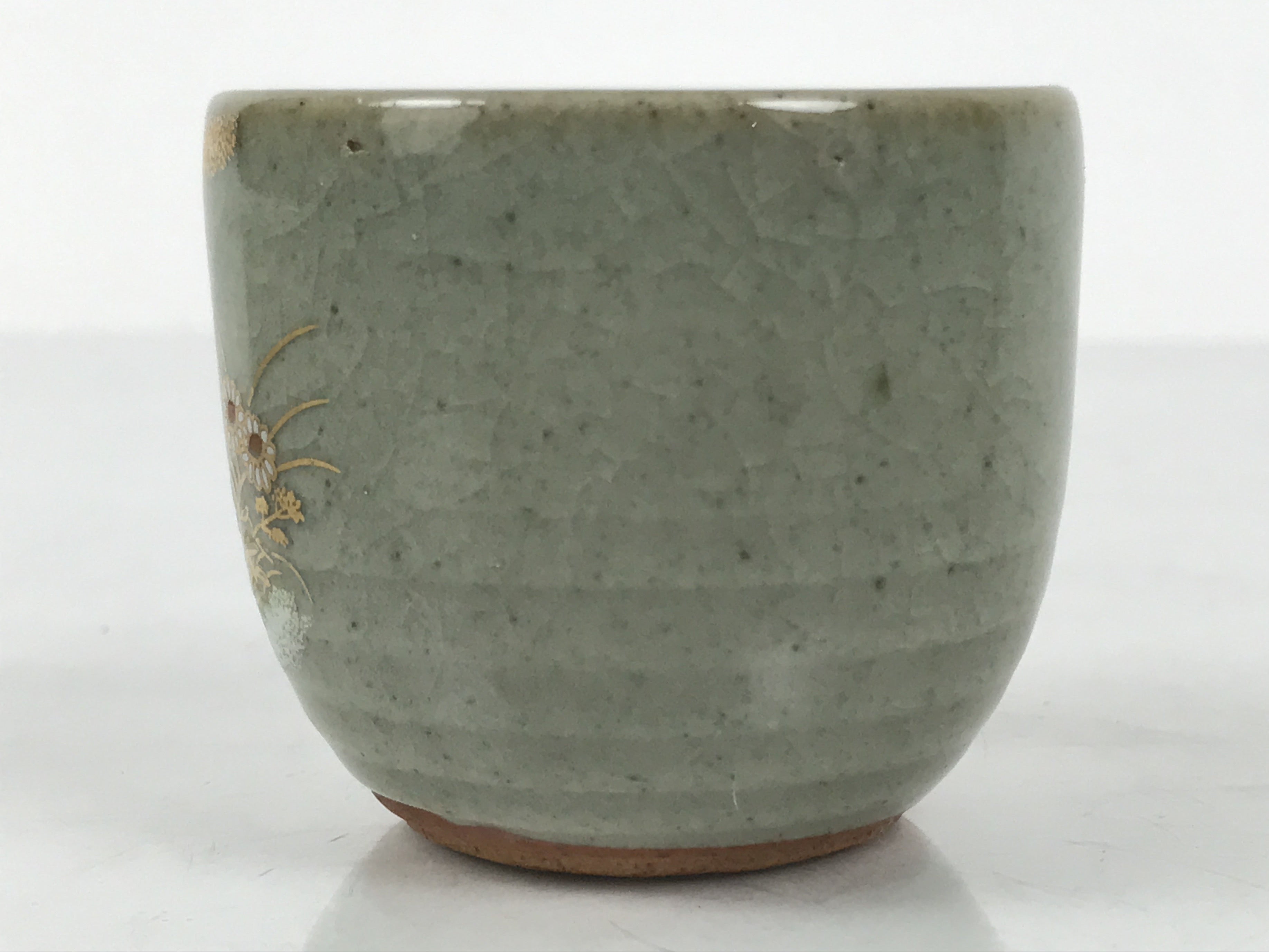 Japanese Kutani Imari Ceramic Sake Cup Vtg Tsubomi Ochoko Flowers Bird Gray G340
