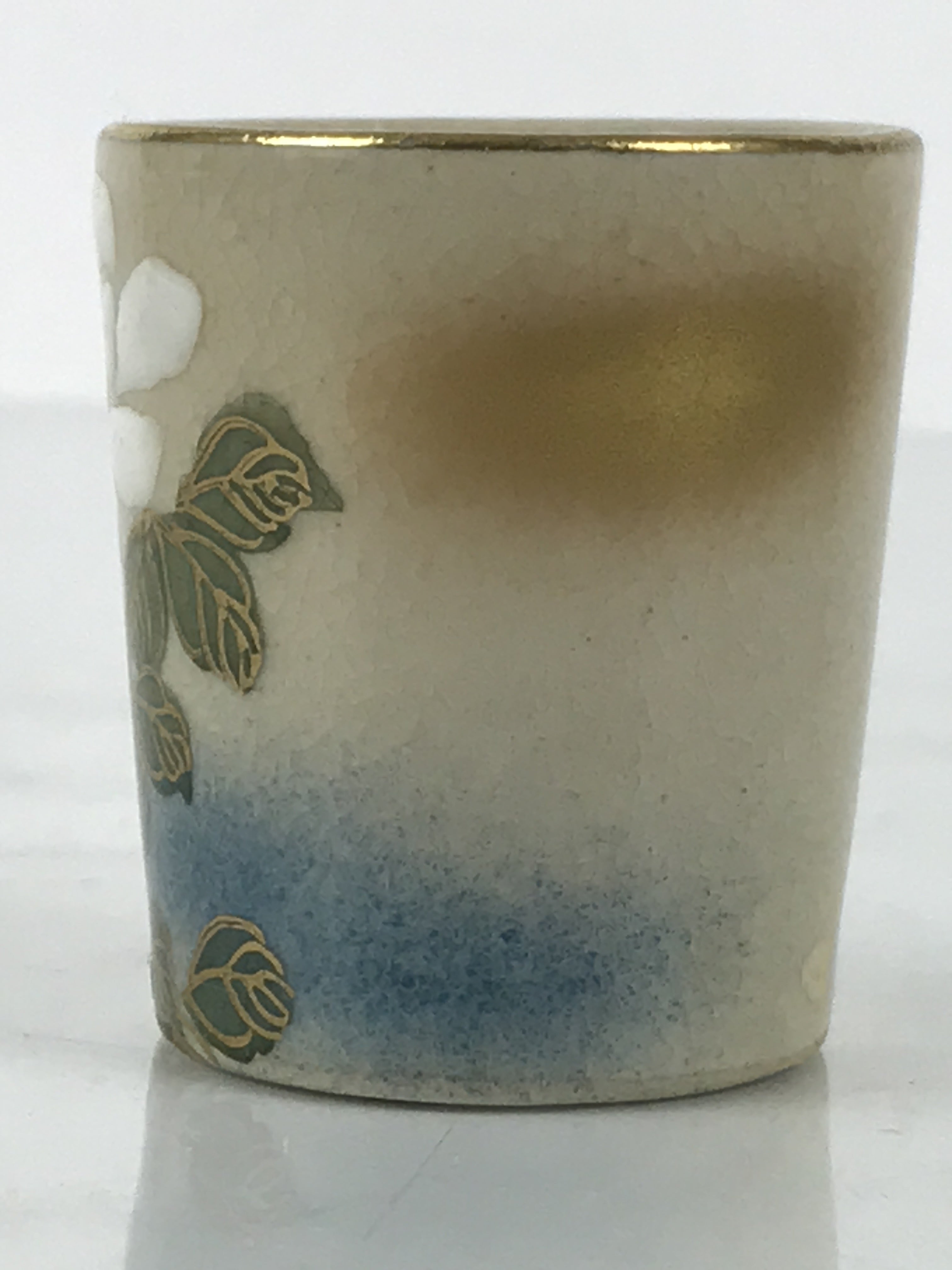 Japanese Kutani Imari Porcelain Sake Cup Vtg Straight Ochoko White Peony G317