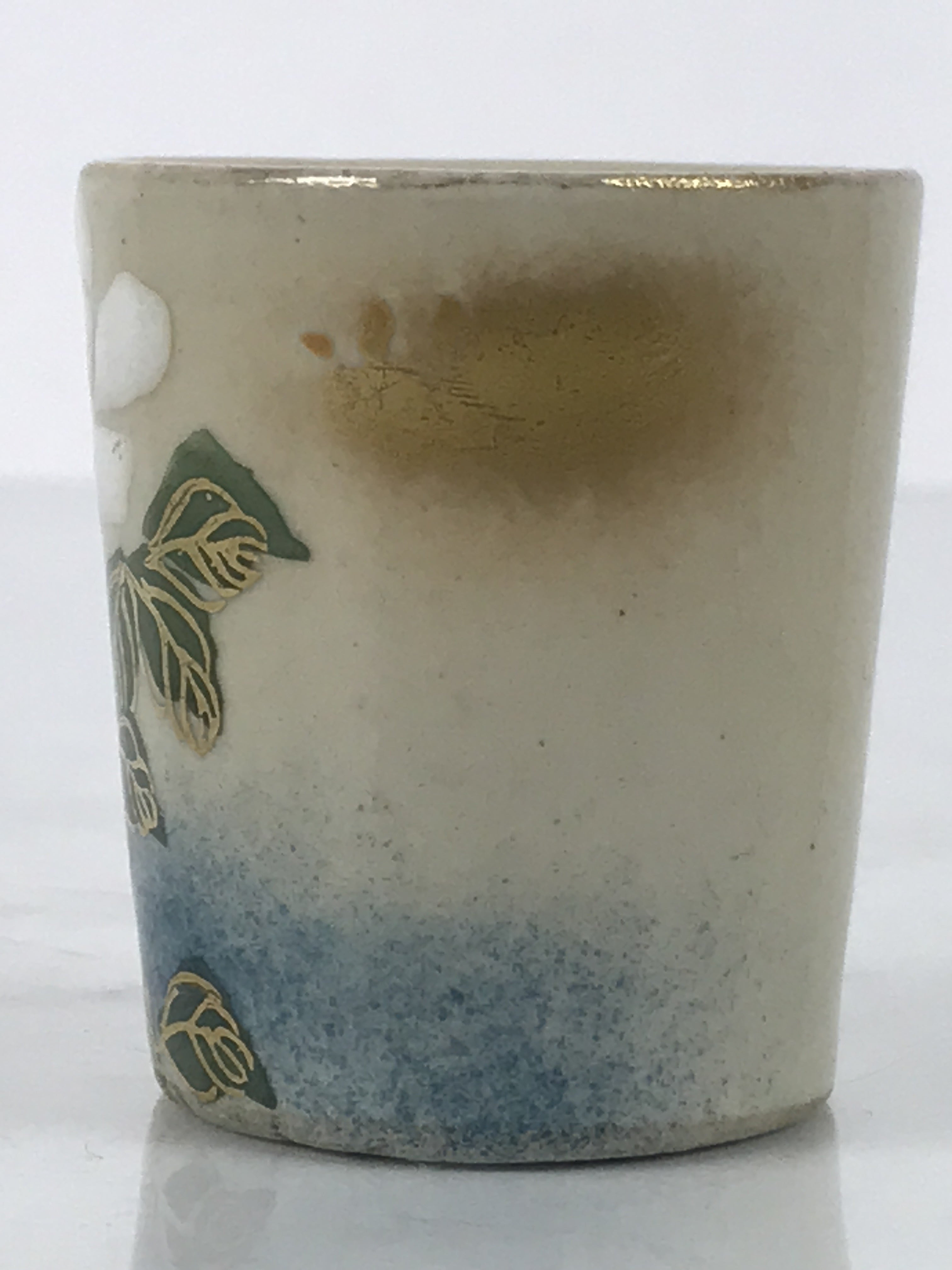 Japanese Kutani Imari Porcelain Sake Cup Vtg Straight Ochoko White Peony G318