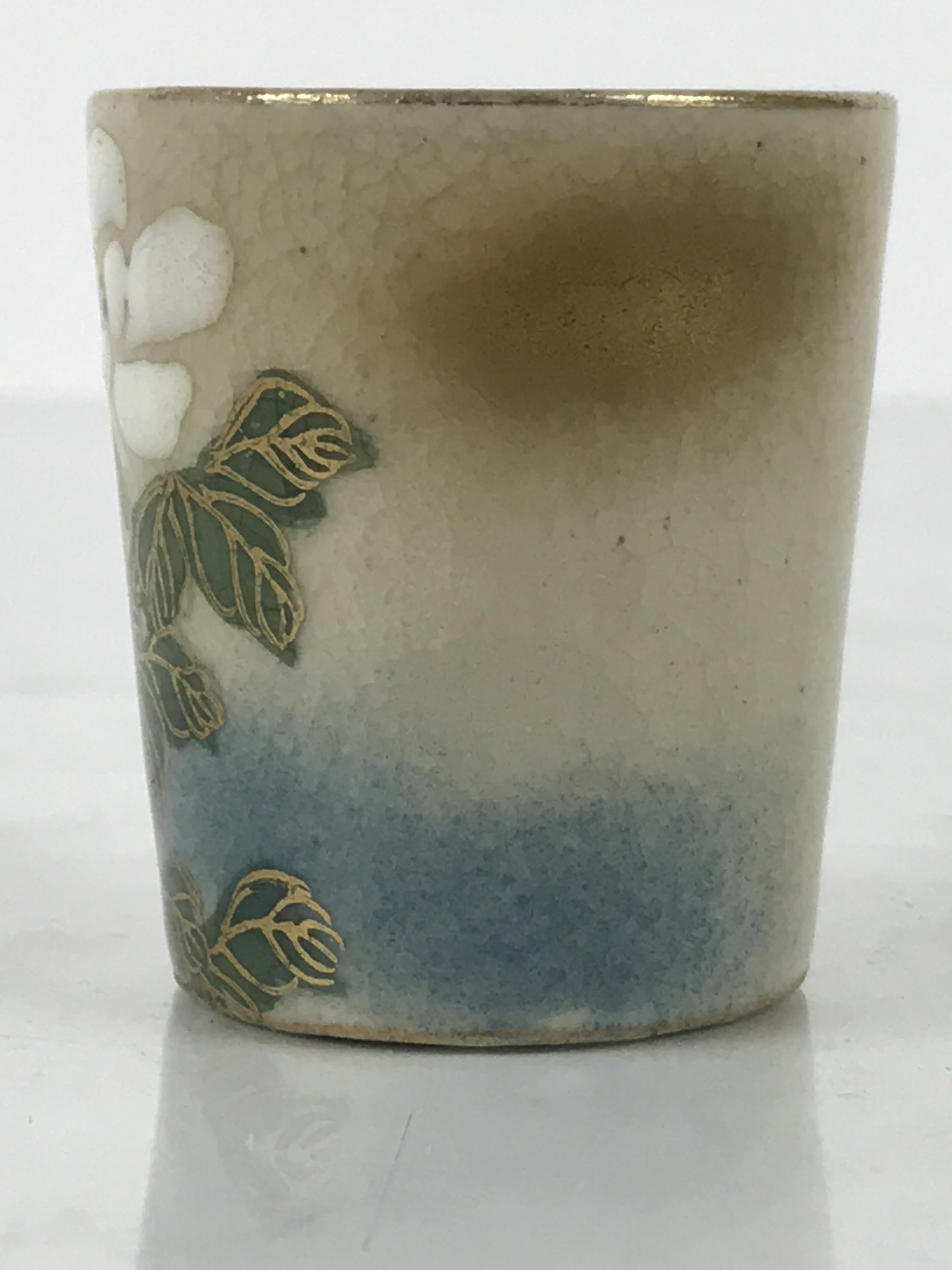 Japanese Kutani Imari Porcelain Sake Cup Vtg Straight Ochoko White Peony G319