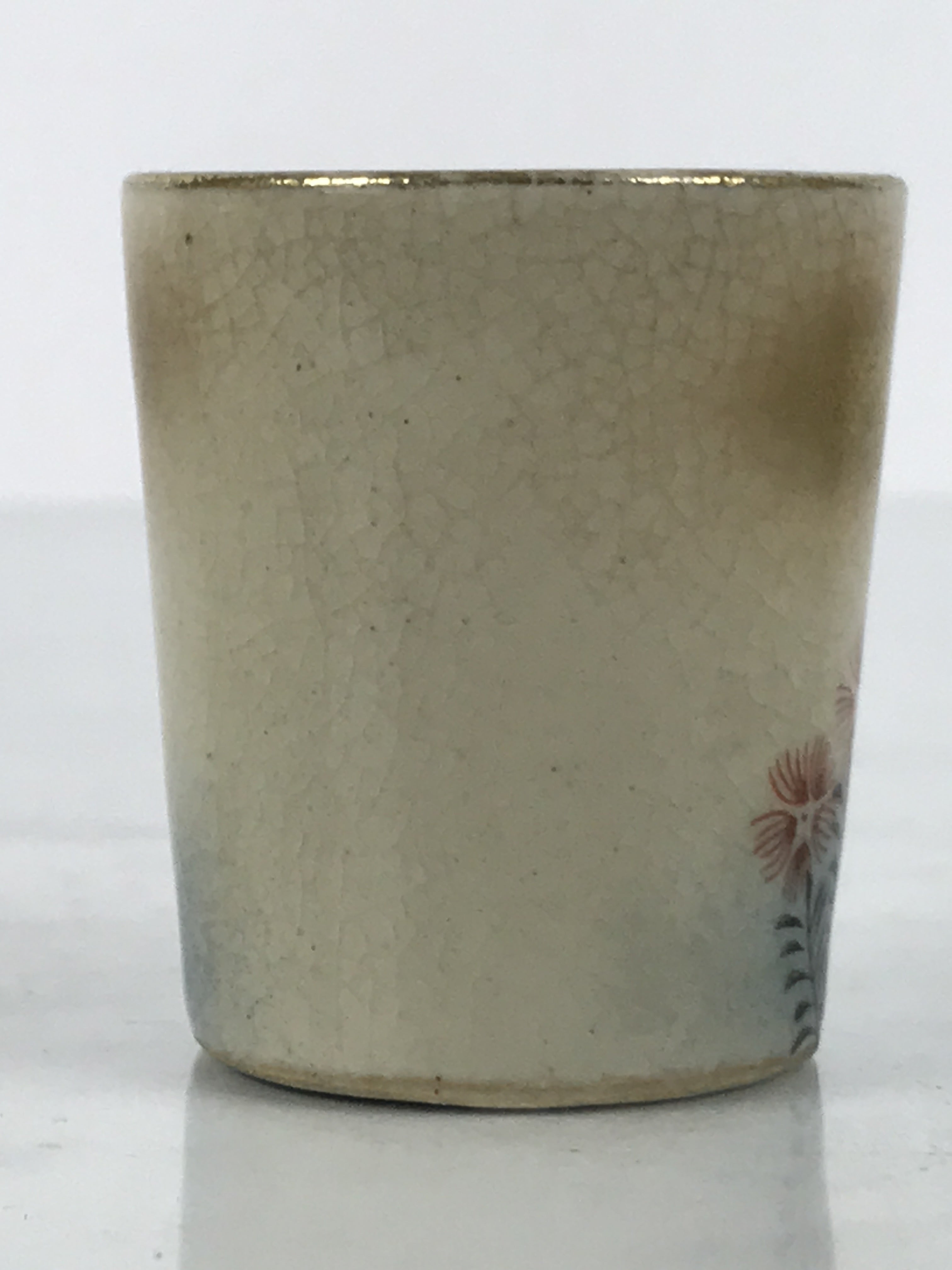 Japanese Kutani Imari Porcelain Sake Cup Vtg Straight Ochoko White Peony G319