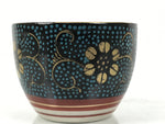 Japanese Kutani Imari Porcelain Sake Cup Vtg Tsubomi Ochoko Blue Dot Flower G326