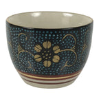 Japanese Kutani Imari Porcelain Sake Cup Vtg Tsubomi Ochoko Blue Dot Flower G328