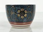 Japanese Kutani Imari Porcelain Sake Cup Vtg Tsubomi Ochoko Blue Dot Flower G329