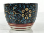 Japanese Kutani Imari Porcelain Sake Cup Vtg Tsubomi Ochoko Blue Dot Flower G329