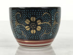 Japanese Kutani Imari Porcelain Sake Cup Vtg Tsubomi Ochoko Blue Dot Flower G330