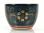 Japanese Kutani Imari Porcelain Sake Cup Vtg Tsubomi Ochoko Blue Dot Flower G330