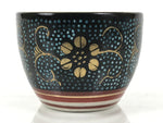 Japanese Kutani Imari Porcelain Sake Cup Vtg Tsubomi Ochoko Blue Dot Flower G330