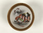 Japanese Kutani Imari Porcelain Sake Cup Vtg Tsubomi Ochoko Court Carriage G321
