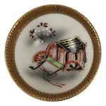 Japanese Kutani Imari Porcelain Sake Cup Vtg Tsubomi Ochoko Court Carriage G321