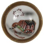 Japanese Kutani Imari Porcelain Sake Cup Vtg Tsubomi Ochoko Court Carriage G322