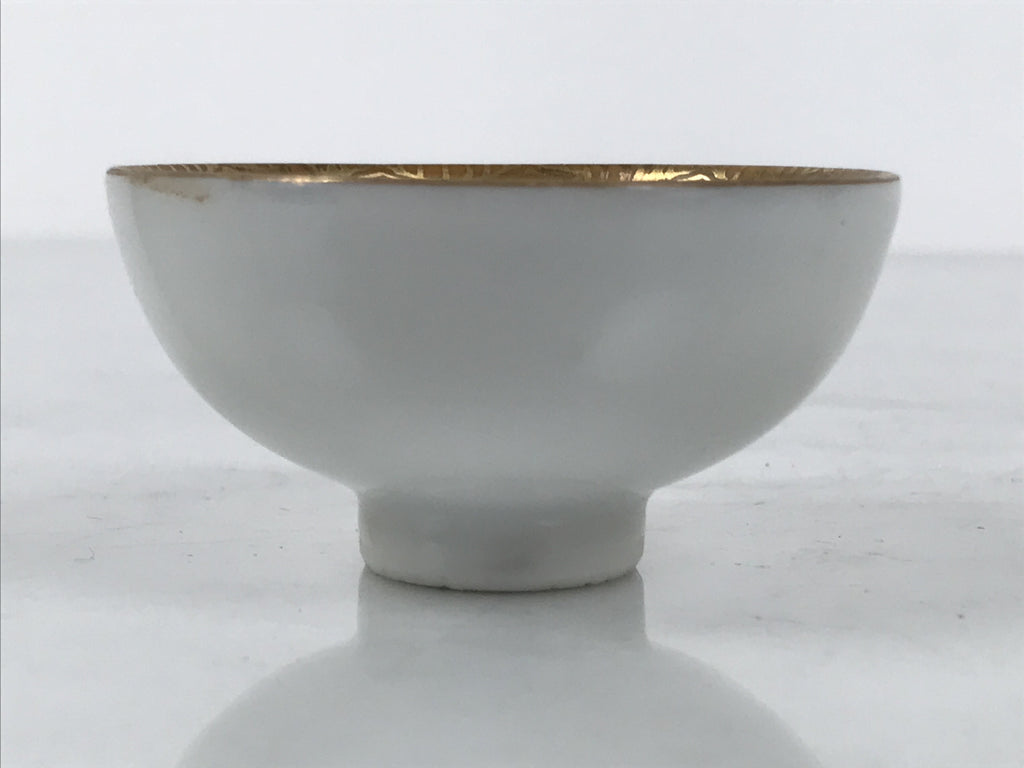 Japanese Kutani Imari Porcelain Sake Cup Vtg Tsubomi Ochoko Court Carriage G325