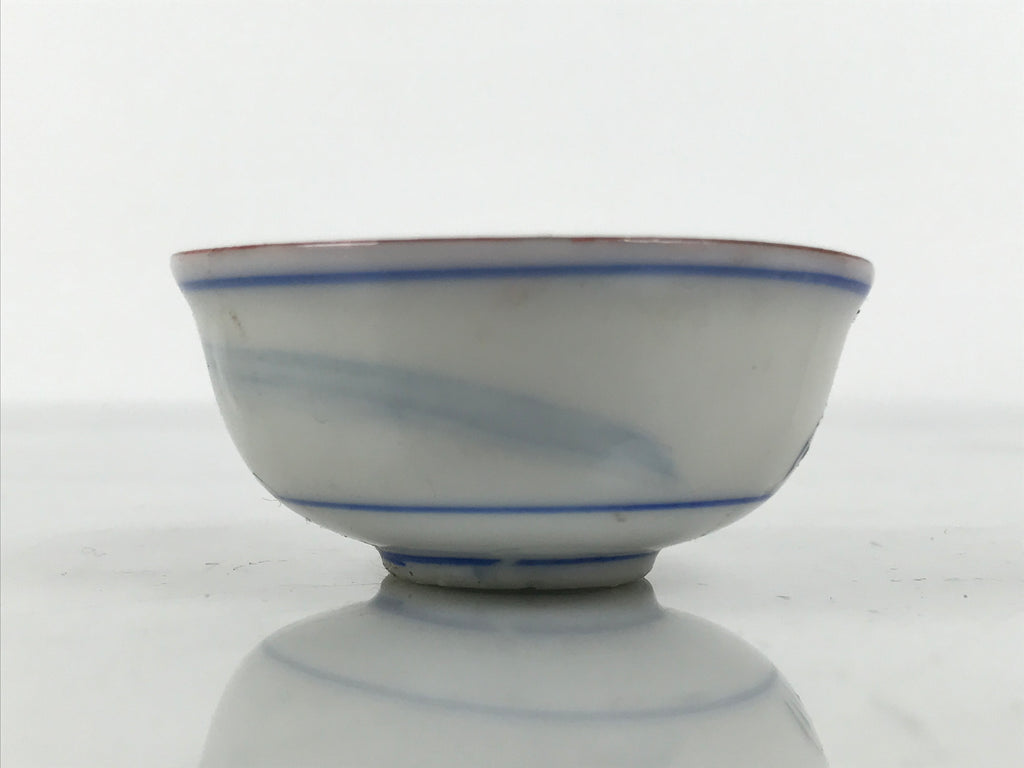 Japanese Kutani Imari Porcelain Sake Cup Vtg Tsubomi Ochoko Mountain Temple G344