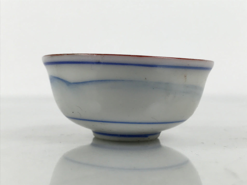 Japanese Kutani Imari Porcelain Sake Cup Vtg Tsubomi Ochoko Mountain Temple G344