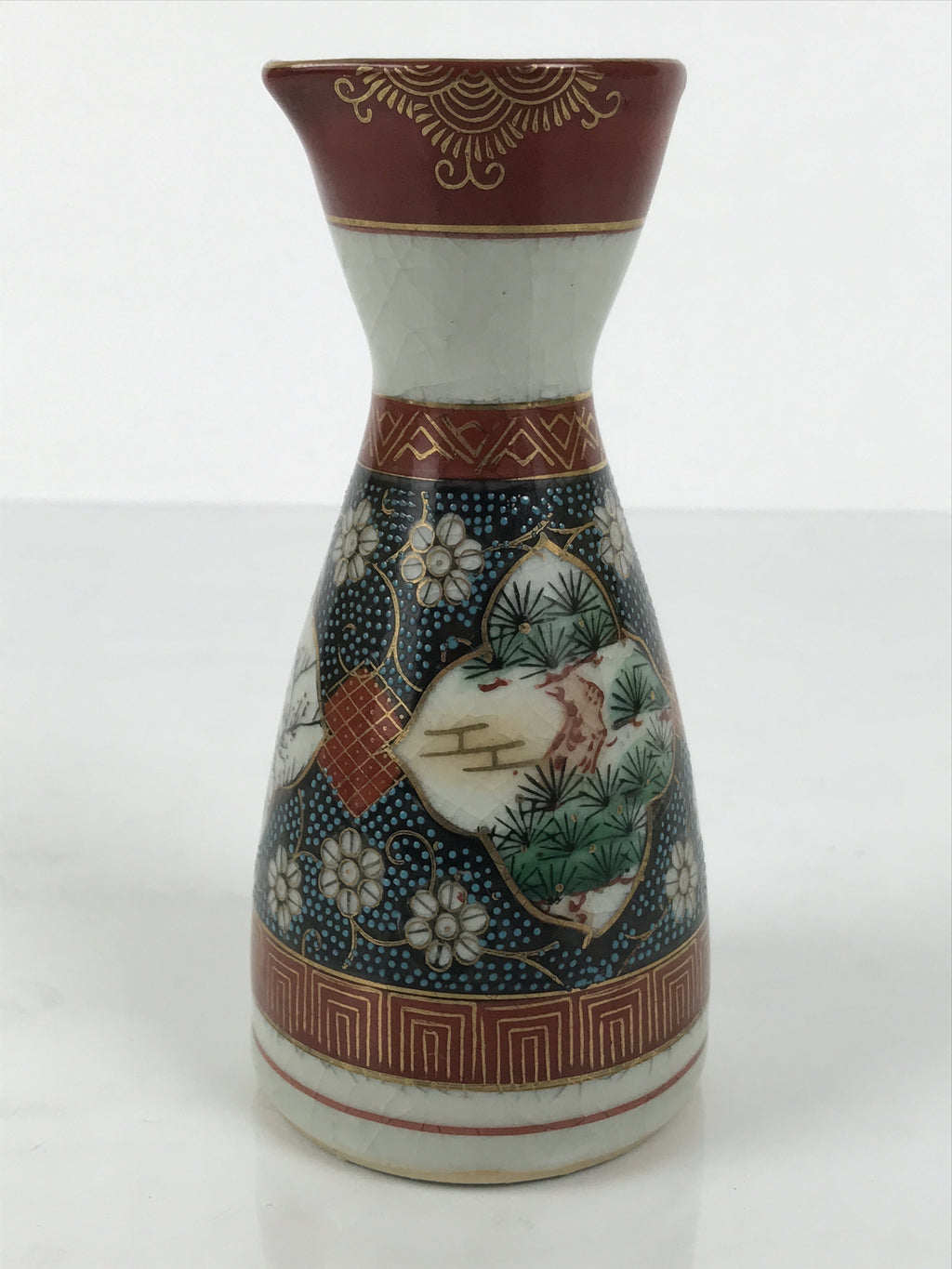 Japanese Kutani Porcelain Sake Bottle Tokkuri Shochikubai Pine Plum Bamboo TS916