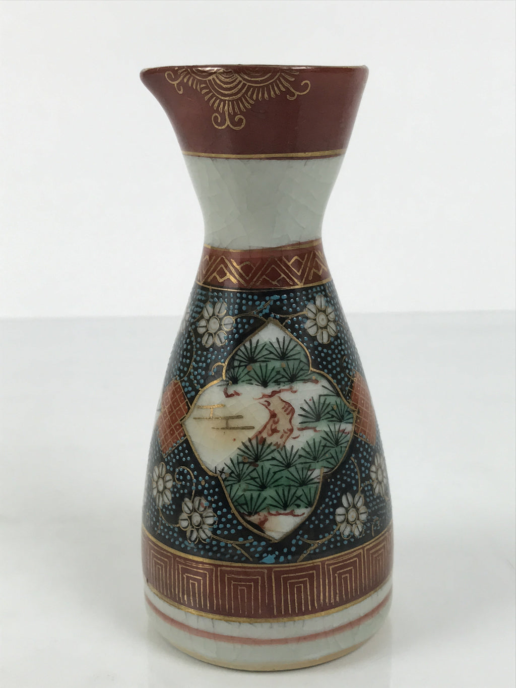 Japanese Kutani Porcelain Sake Bottle Tokkuri Shochikubai Pine Plum Bamboo TS917