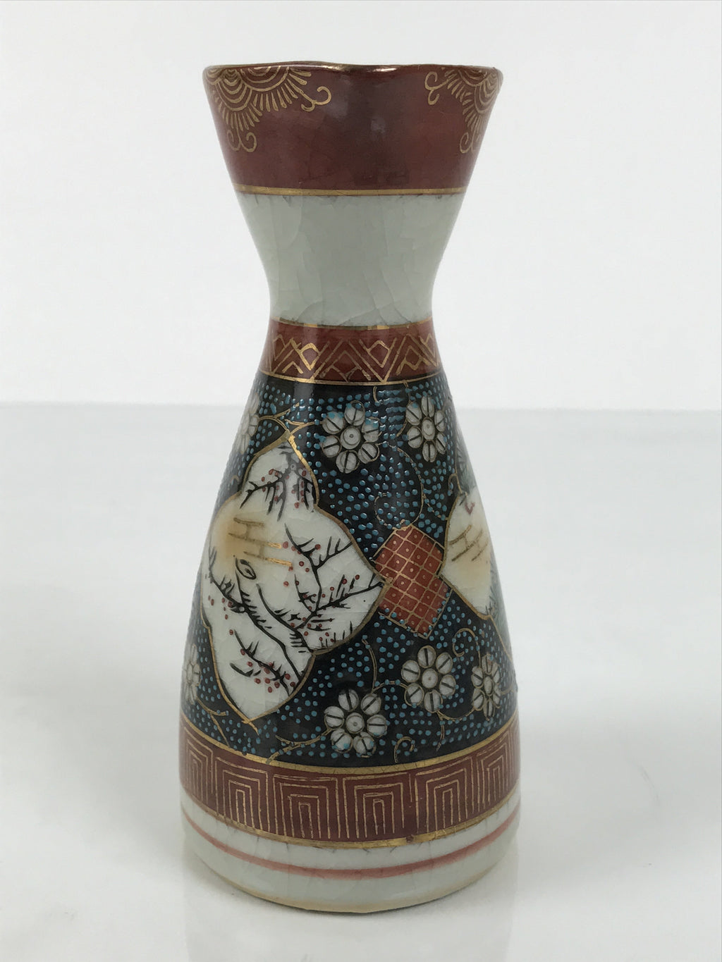 Japanese Kutani Porcelain Sake Bottle Tokkuri Shochikubai Pine Plum Bamboo TS917
