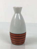 Japanese Kutani Porcelain Sake Bottle Tokkuri Vtg White Red Gold Lines TS843