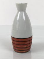 Japanese Kutani Porcelain Sake Bottle Tokkuri Vtg White Red Gold Lines TS843