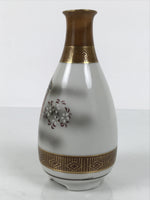 Japanese Kutani Porcelain Sake Bottle Tokkuri White Gold Court Carriage TS893