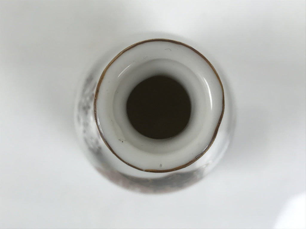 Japanese Kutani Porcelain Sake Bottle Tokkuri White Gold Court Carriage TS893