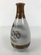 Japanese Kutani Porcelain Sake Bottle Tokkuri White Gold Court Carriage TS894