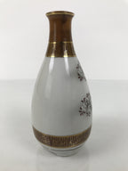 Japanese Kutani Porcelain Sake Bottle Tokkuri White Gold Court Carriage TS894