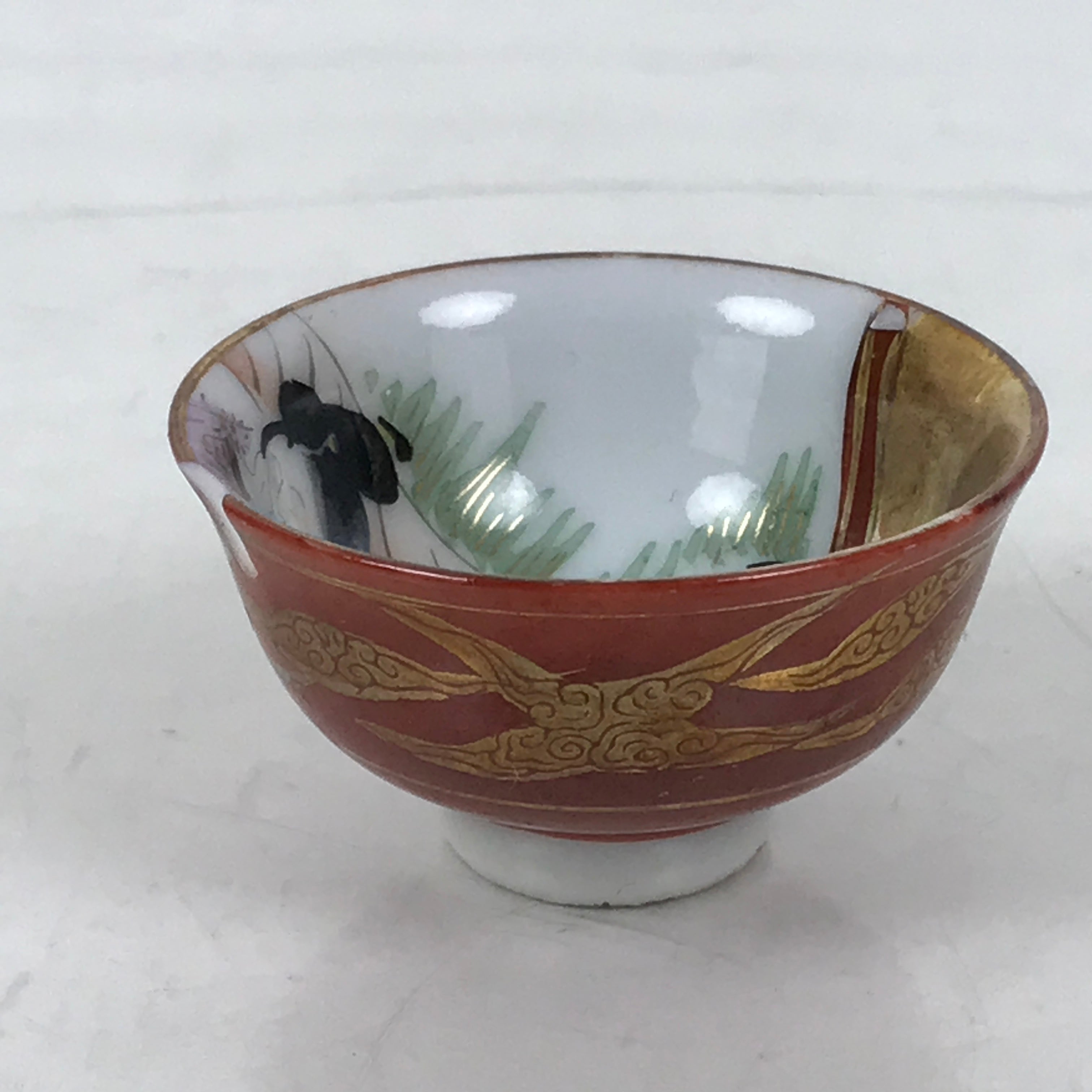 Japanese Kutani Porcelain Sake Cup Ochoko Guinomi Ukiyoe Shunga Erotic Art G297