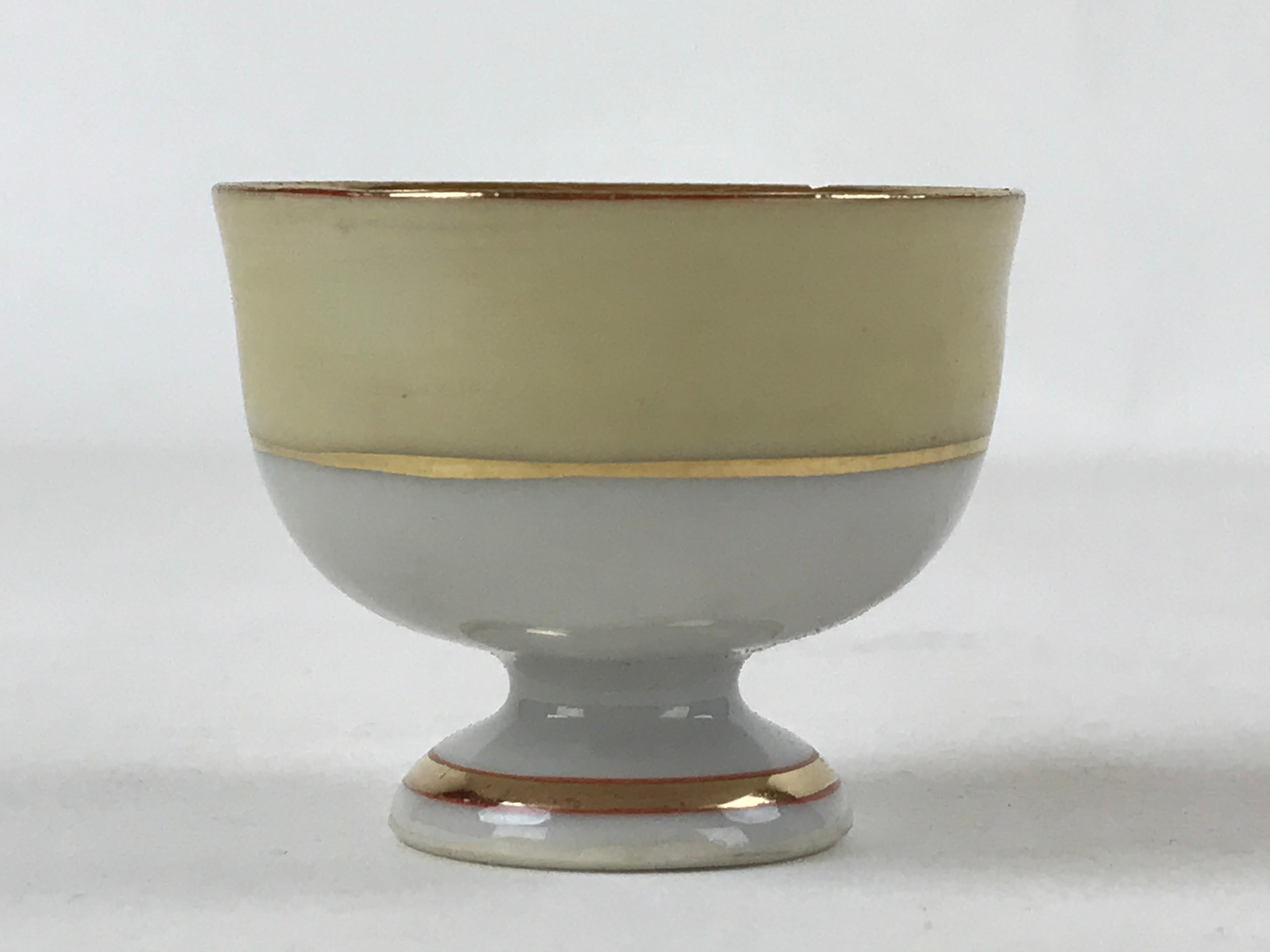 Japanese Kutani Porcelain Sake Cup Vtg Black Hand Written Poem Gold Floral G114