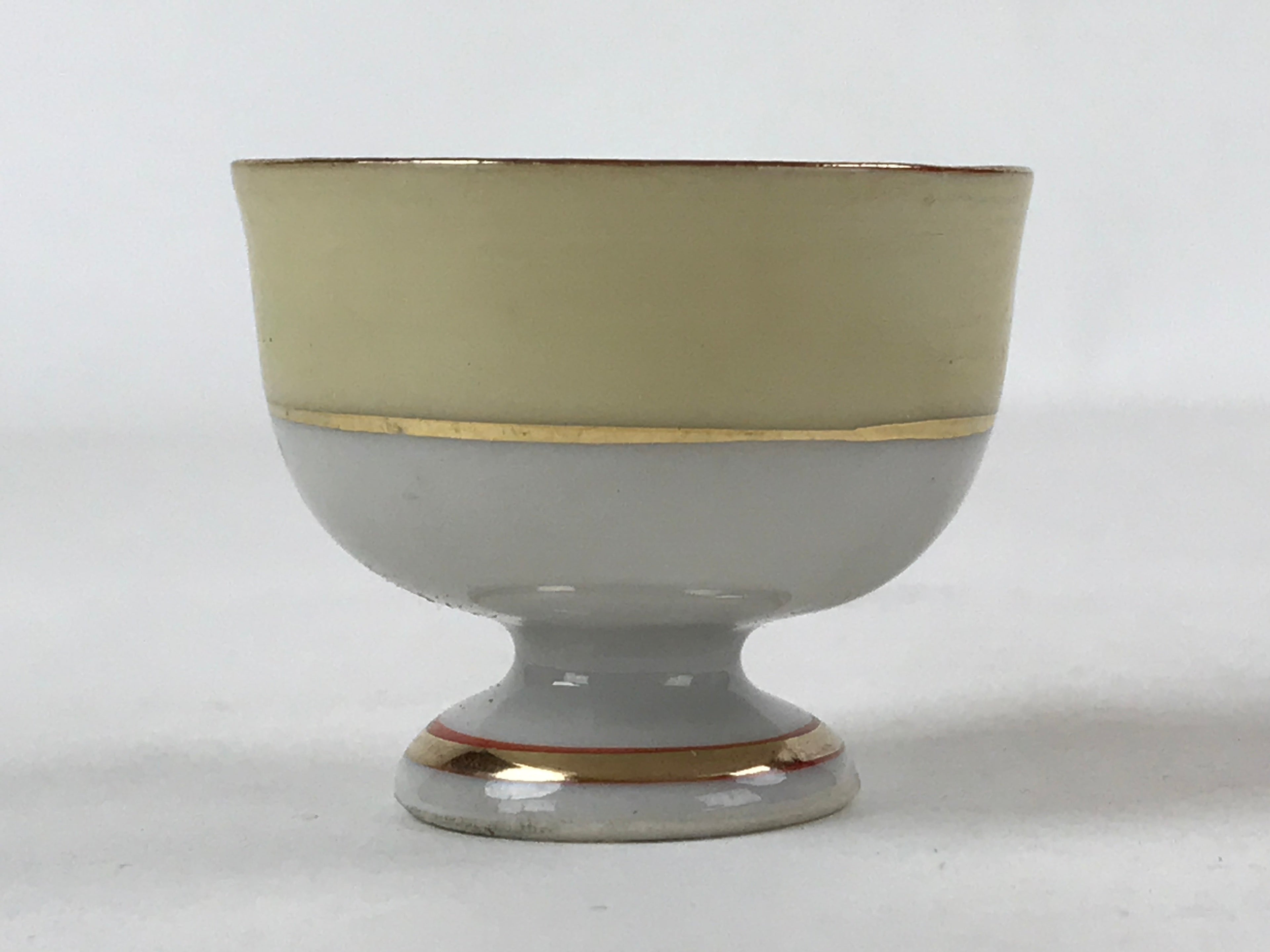 Japanese Kutani Porcelain Sake Cup Vtg Black Hand Written Poem Gold Floral G114