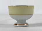 Japanese Kutani Porcelain Sake Cup Vtg Black Hand Written Poem Gold Floral G115