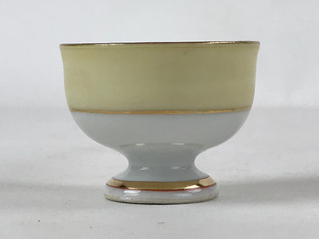 Japanese Kutani Porcelain Sake Cup Vtg Black Hand Written Poem Gold Floral G115