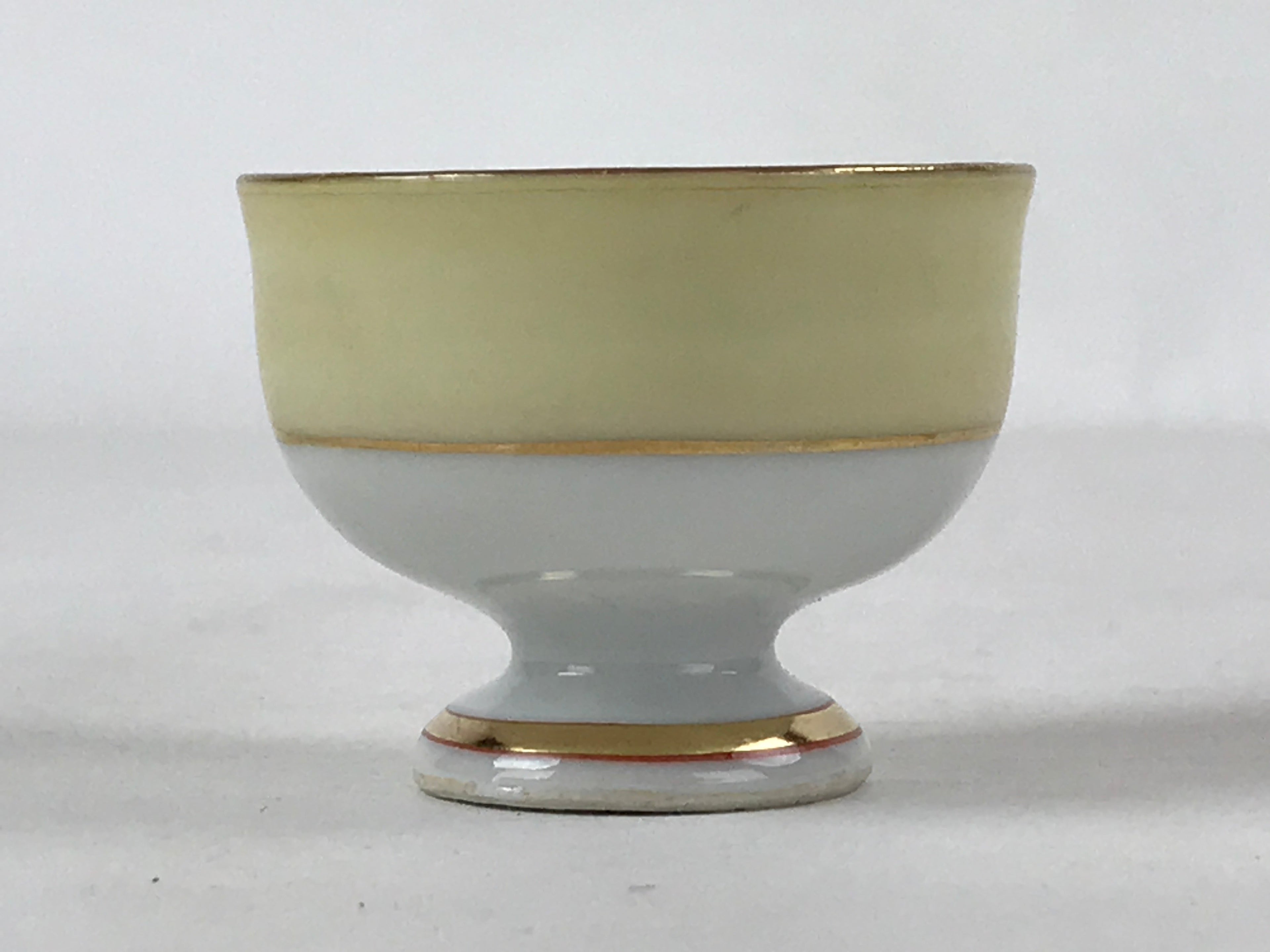 Japanese Kutani Porcelain Sake Cup Vtg Black Hand Written Poem Gold Floral G115