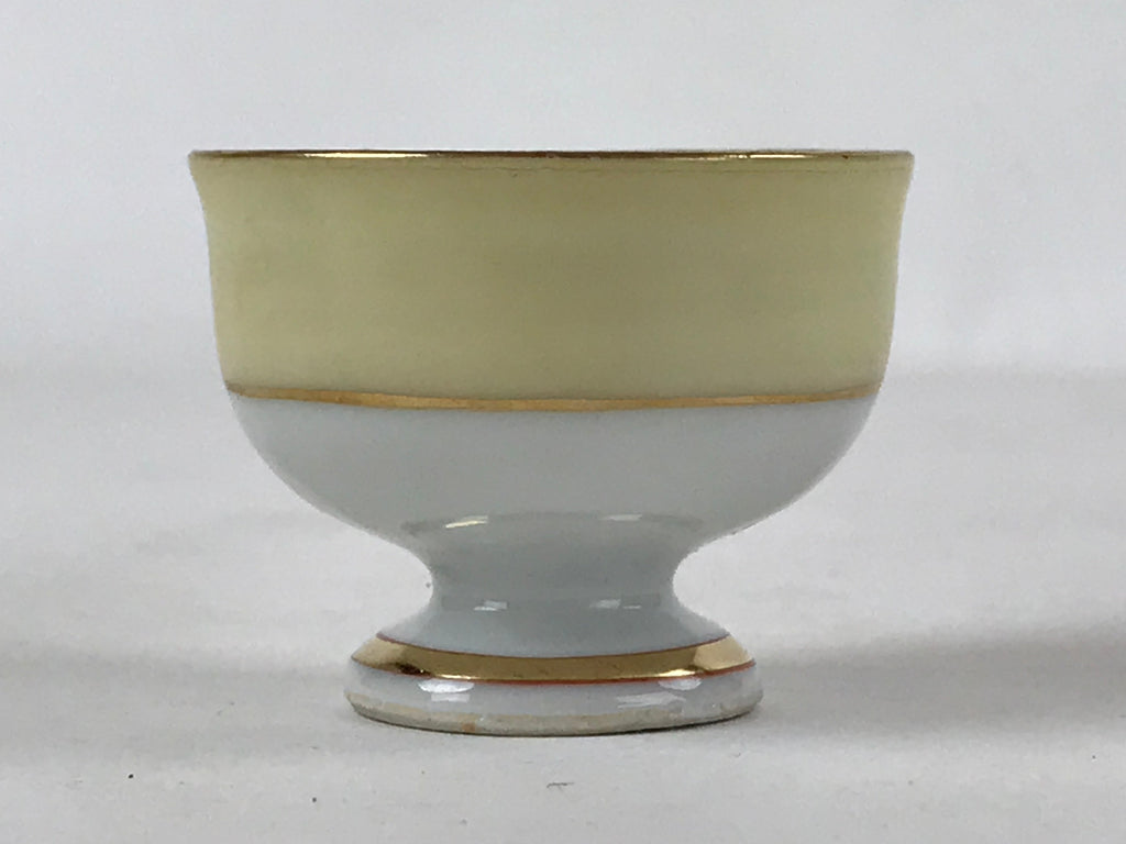 Japanese Kutani Porcelain Sake Cup Vtg Black Hand Written Poem Gold Floral G115