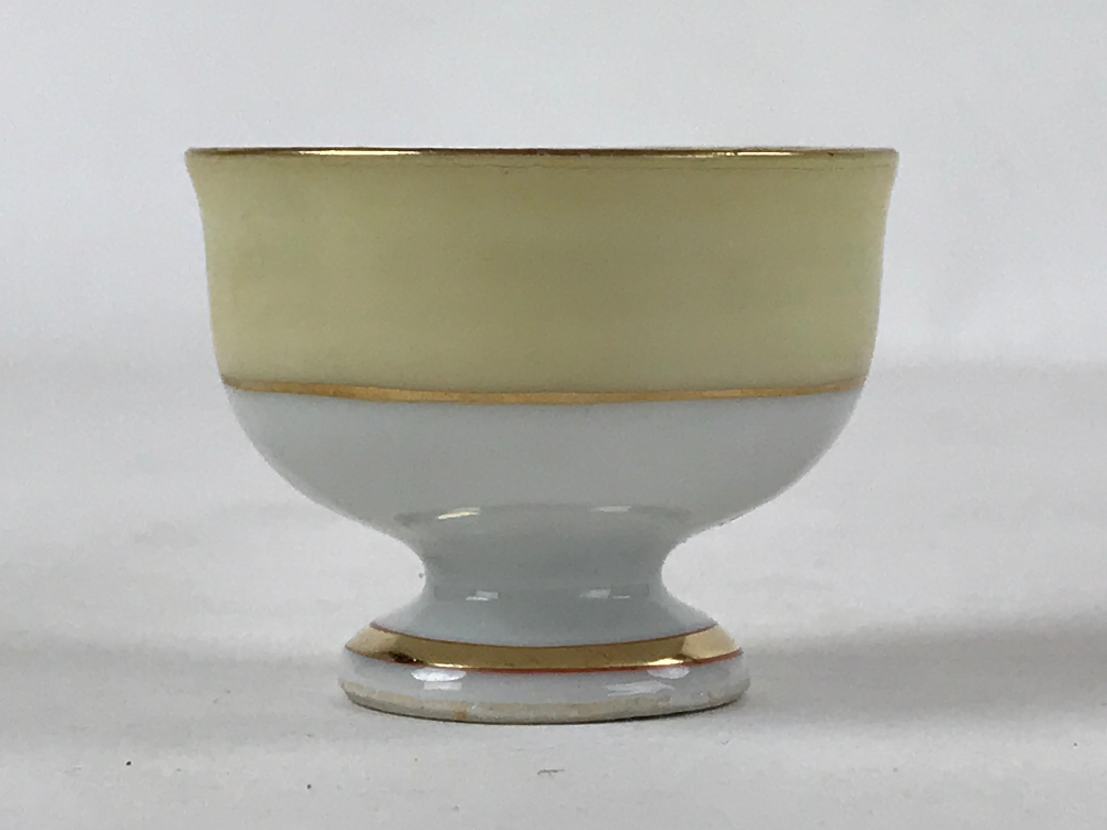 Japanese Kutani Porcelain Sake Cup Vtg Black Hand Written Poem Gold Floral G115