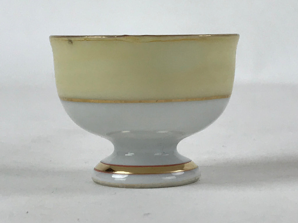 Japanese Kutani Porcelain Sake Cup Vtg Black Hand Written Poem Gold Floral G115