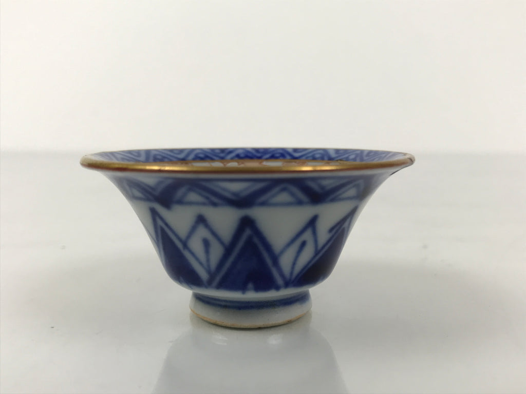 Japanese Kutani Porcelain Sake Cup Vtg Rappa Ochoko Cherry Blossom Temple G302
