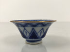 Japanese Kutani Porcelain Sake Cup Vtg Rappa Ochoko Cherry Blossom Temple G302