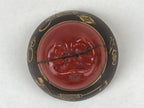 Japanese Kutani Porcelain Sake Cup Vtg Red Face Bottom Green Gold Character G113