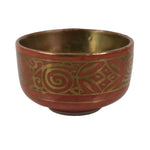 Japanese Kutani Porcelain Sake Cup Vtg Tsubomi Ochoko Red Gold Shippo G299