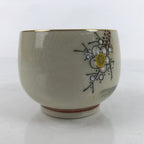 Japanese Kutani Porcelain Teacup Vtg Ducks Plum Blossom Beige Red Yunomi TC516