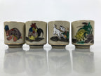 Japanese Kutani Ware Ceramic Sake Cup 12pc Set Vtg Guinomi Sakazuki Zodiac PX773