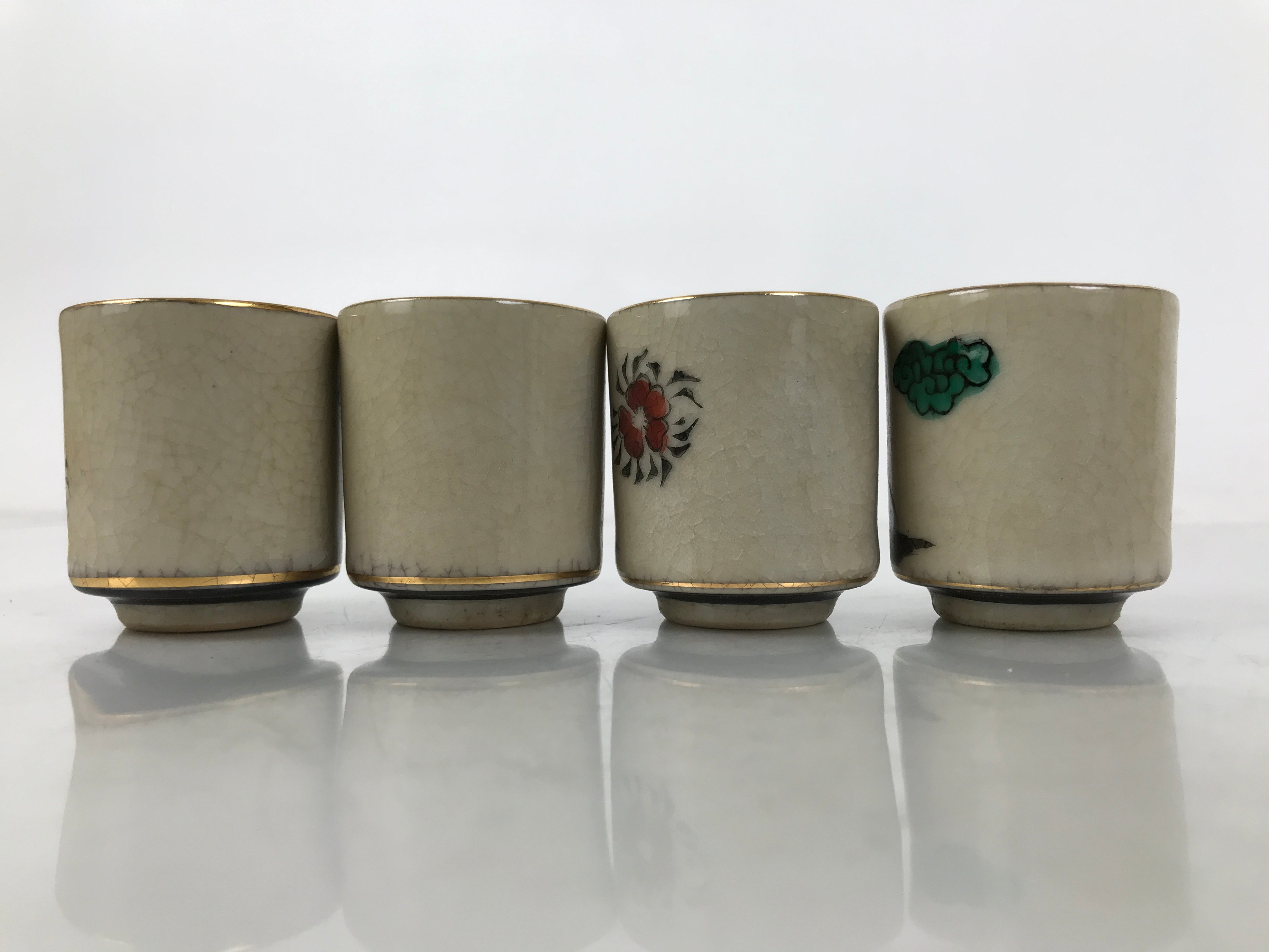 Japanese Kutani Ware Ceramic Sake Cup 12pc Set Vtg Guinomi Sakazuki Zodiac PX773