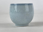 Japanese Kutani Ware Ceramic Teacup Vtg Blue Flower Design Pottery Yunomi TC392