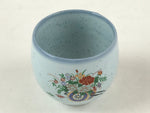 Japanese Kutani Ware Ceramic Teacup Vtg Yunomi Flower Design Pottery TC390