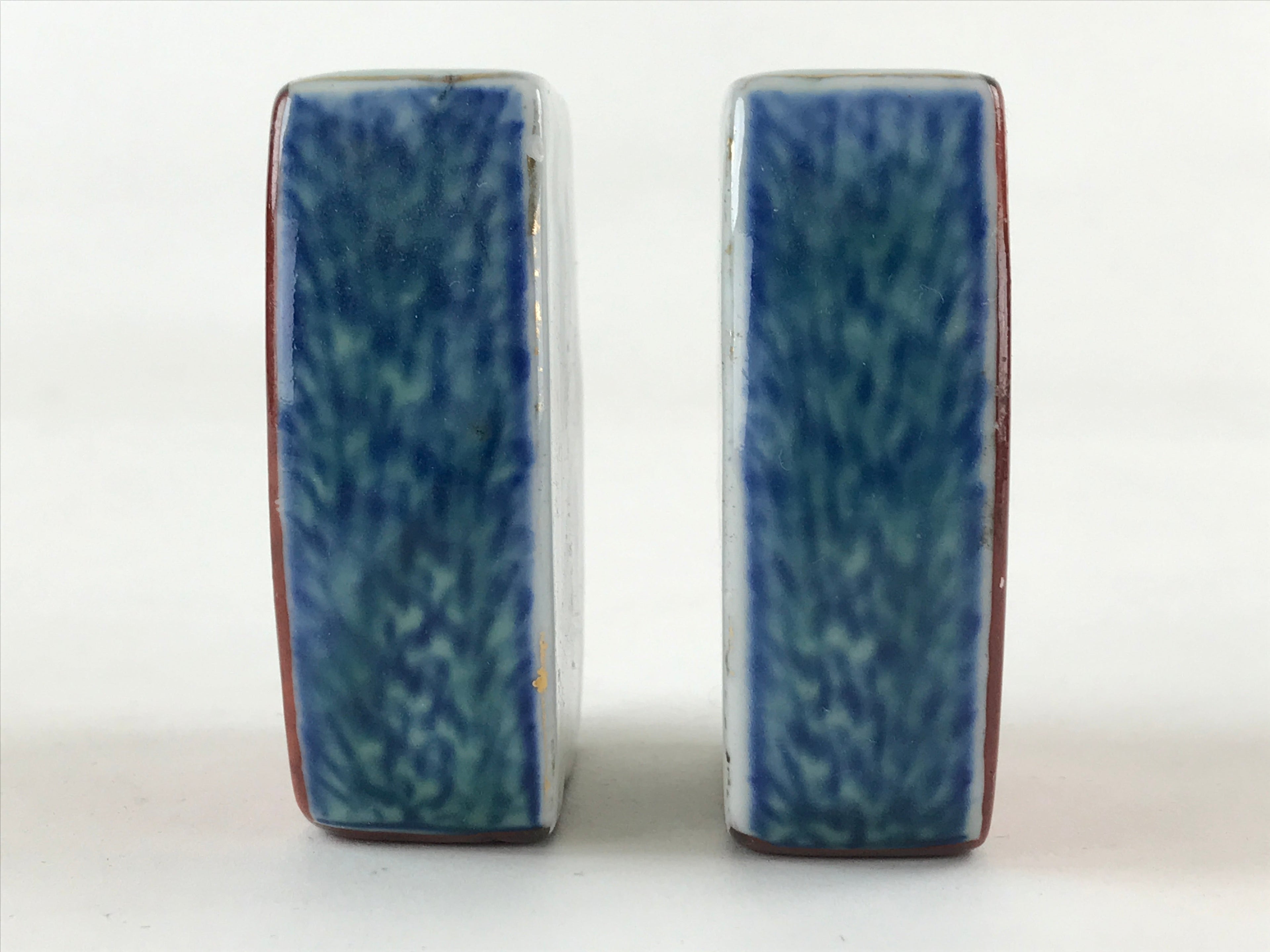 Japanese Kutani Ware Hanging Scroll Weights Vtg Fuchin Kakejiku Rectangle FC321