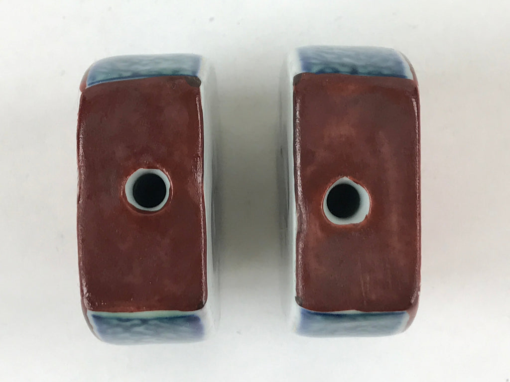 Japanese Kutani Ware Hanging Scroll Weights Vtg Fuchin Kakejiku Rectangle FC321