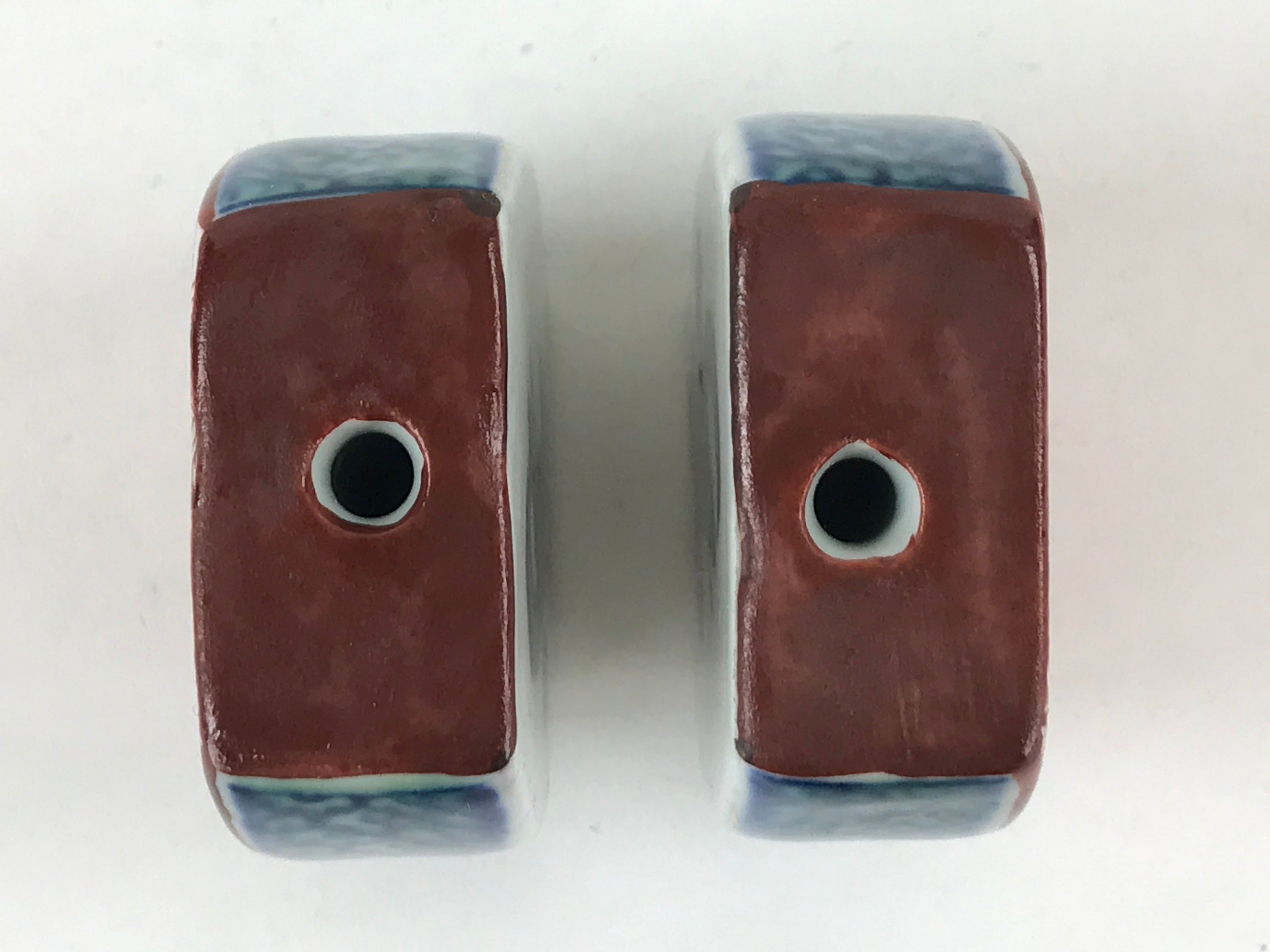 Japanese Kutani Ware Hanging Scroll Weights Vtg Fuchin Kakejiku Rectangle FC321