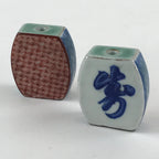 Japanese Kutani Ware Hanging Scroll Weights Vtg Fuchin Kakejiku Rectangle FC321