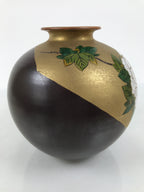 Japanese Kutani Ware Porcelain Flower Vase Ikebana Kabin Peony Gold Brown FK230